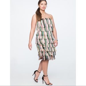 ELOQUII Multi color fringe Strapless Dress Size 18